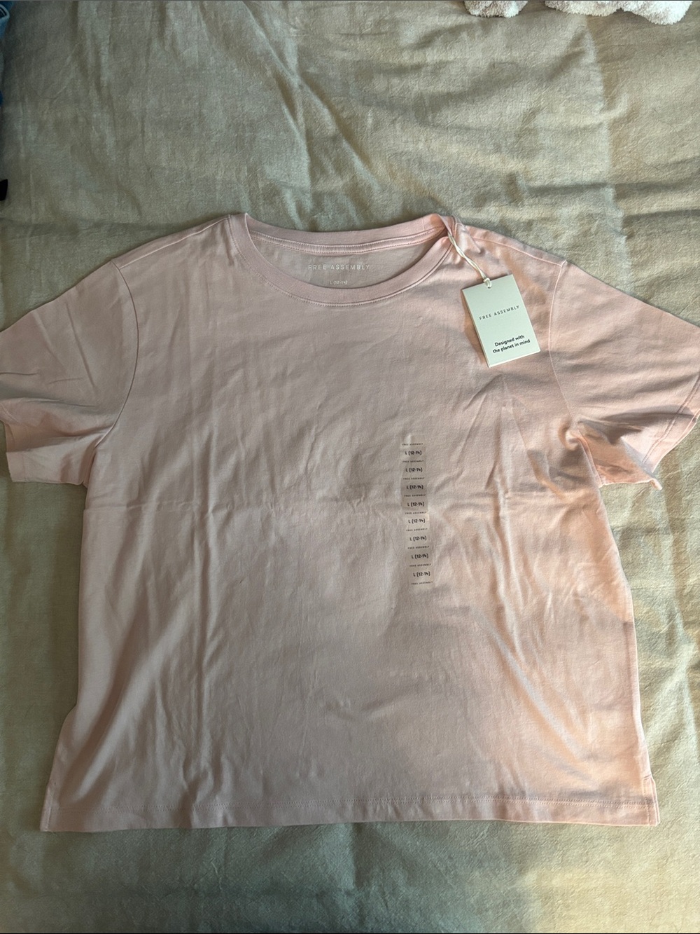 Light Pink Organic Cotton Crewneck Crop T-Shirt